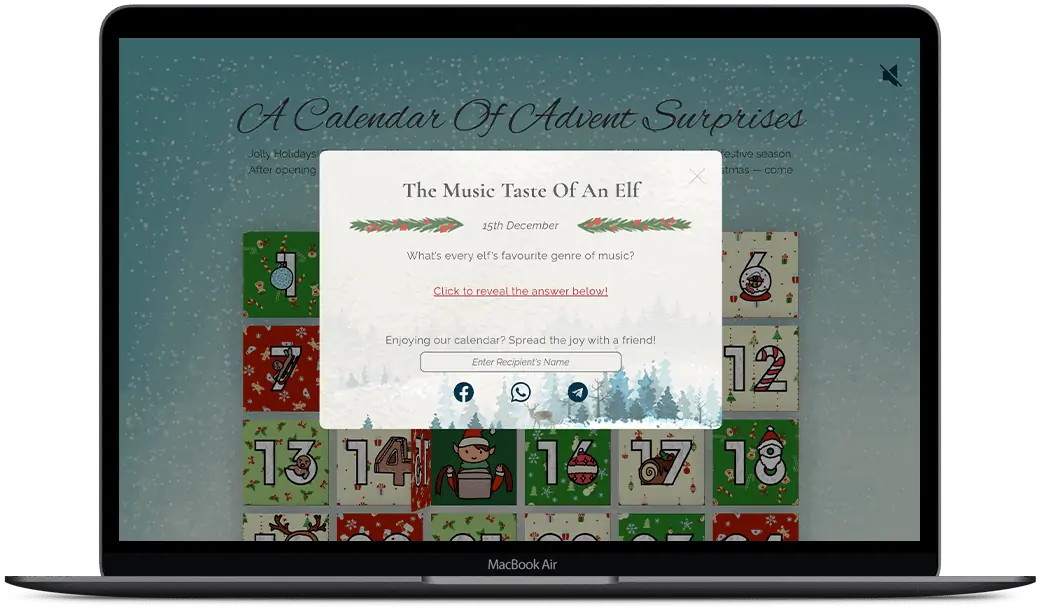 mockup of christmas advent calendar 2020 popup