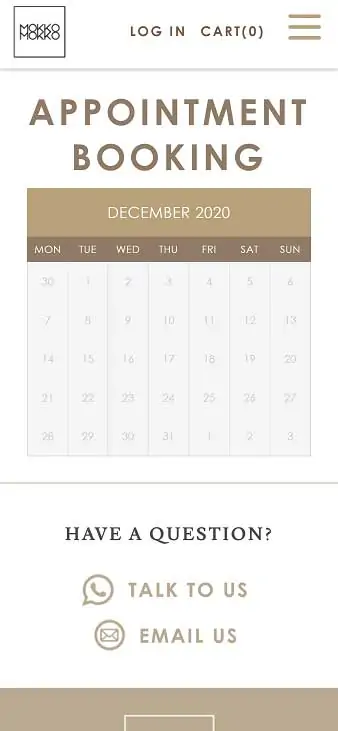 mobile screenshot of mokkomokko appointment booking