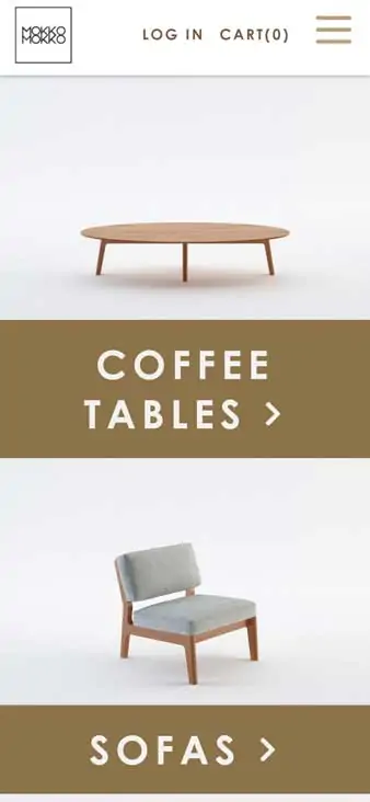 mobile screenshot of mokkomokko homepage products